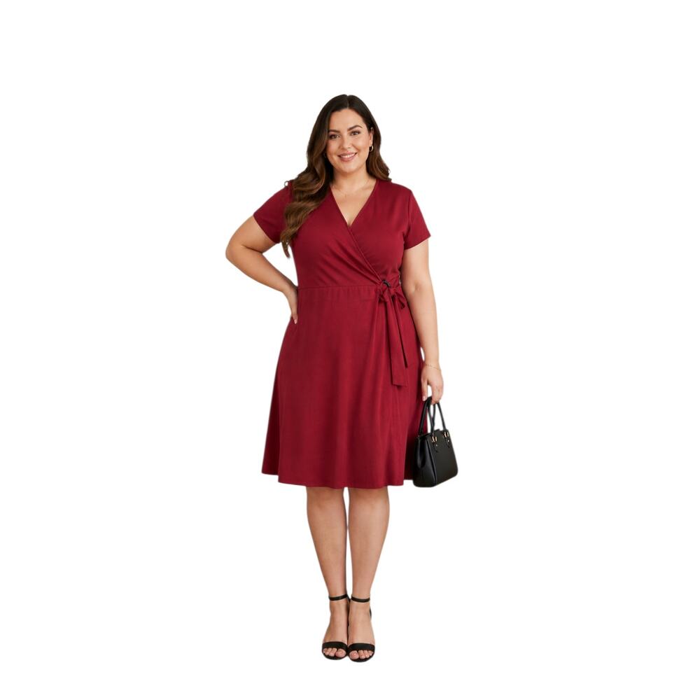 NWT Torrid Ponte O-Ring Wrap Dress Womens 1X 14/16 Knee Length V-Neck Office